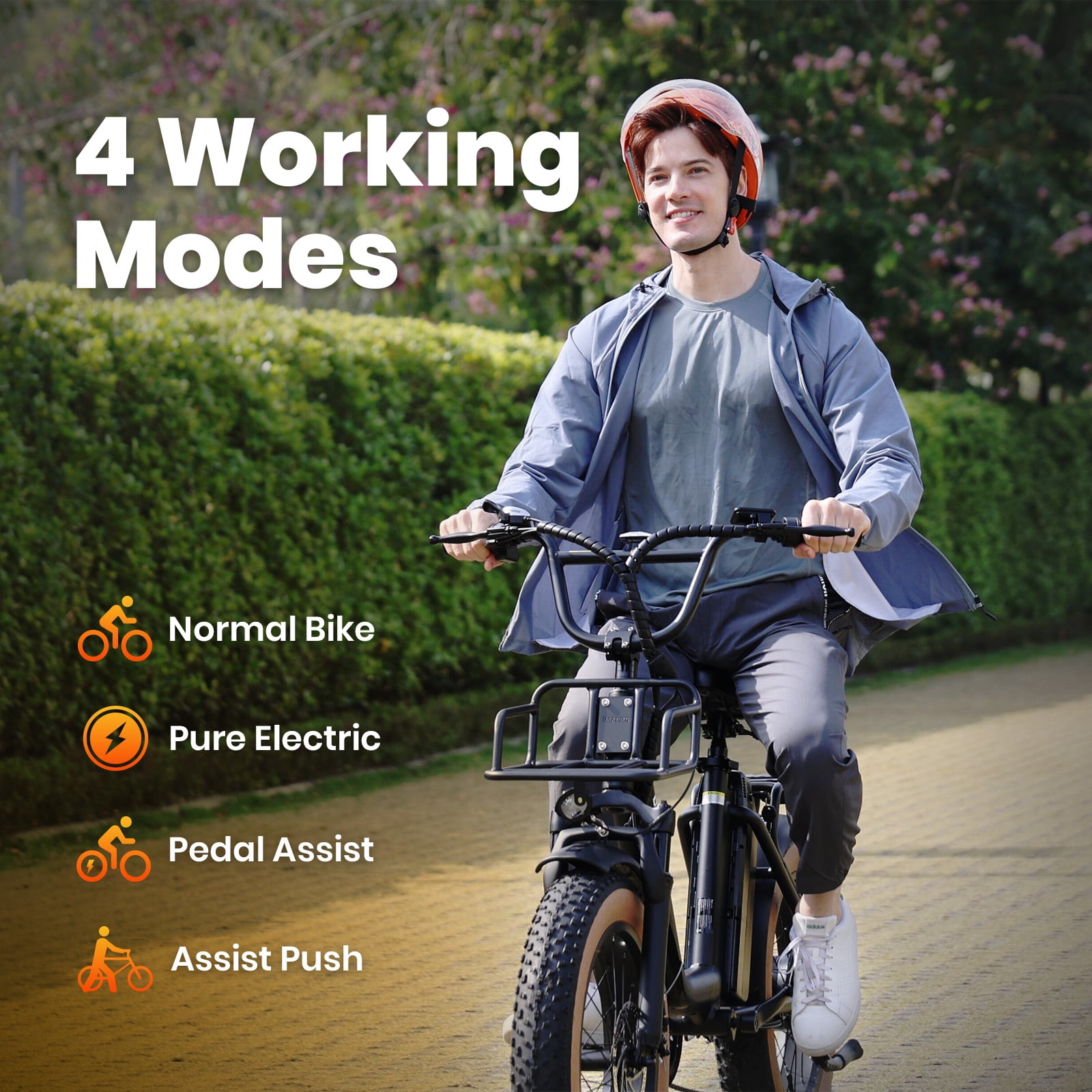 GSPEED U05 Step-Thru Electric Bike for Adults, 28MPH Ebike with 1800W Peak Motor, 48V 13Ah Removable Battery, Up to 90 Miles Range, 20"x4.0" Fat Tire Mountain  Ebike with Rear Rack, UL2849 Certified,