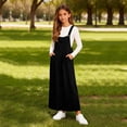 thumbnail image 3 of WOYY Girls Sleeveless Pinafore Dress Casual Loose Pocket Long Overall Dress, Black, Sizes 5-14, 3 of 6