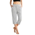 thumbnail image 2 of Pull On Capris for Women Dressy Casual Stretch Lightweight Capri Elastic High Waist Lounge Pants 2026 Summer Light Gray M, 2 of 8