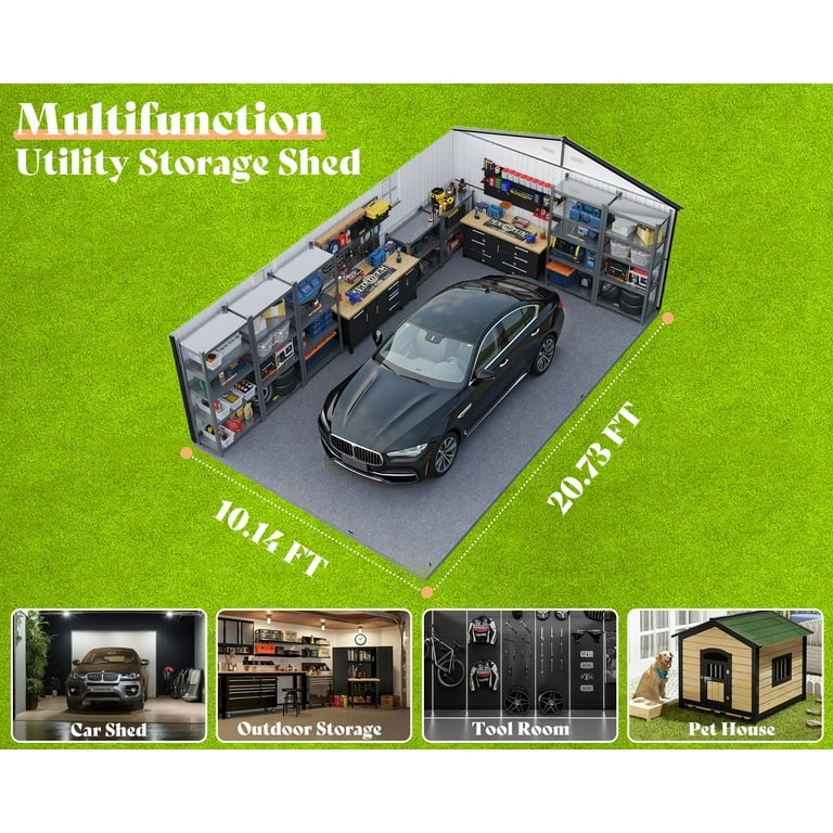 Jocisland 10.1x21x7.3 FT Outdoor Storage Shed, Huge Metal Shed