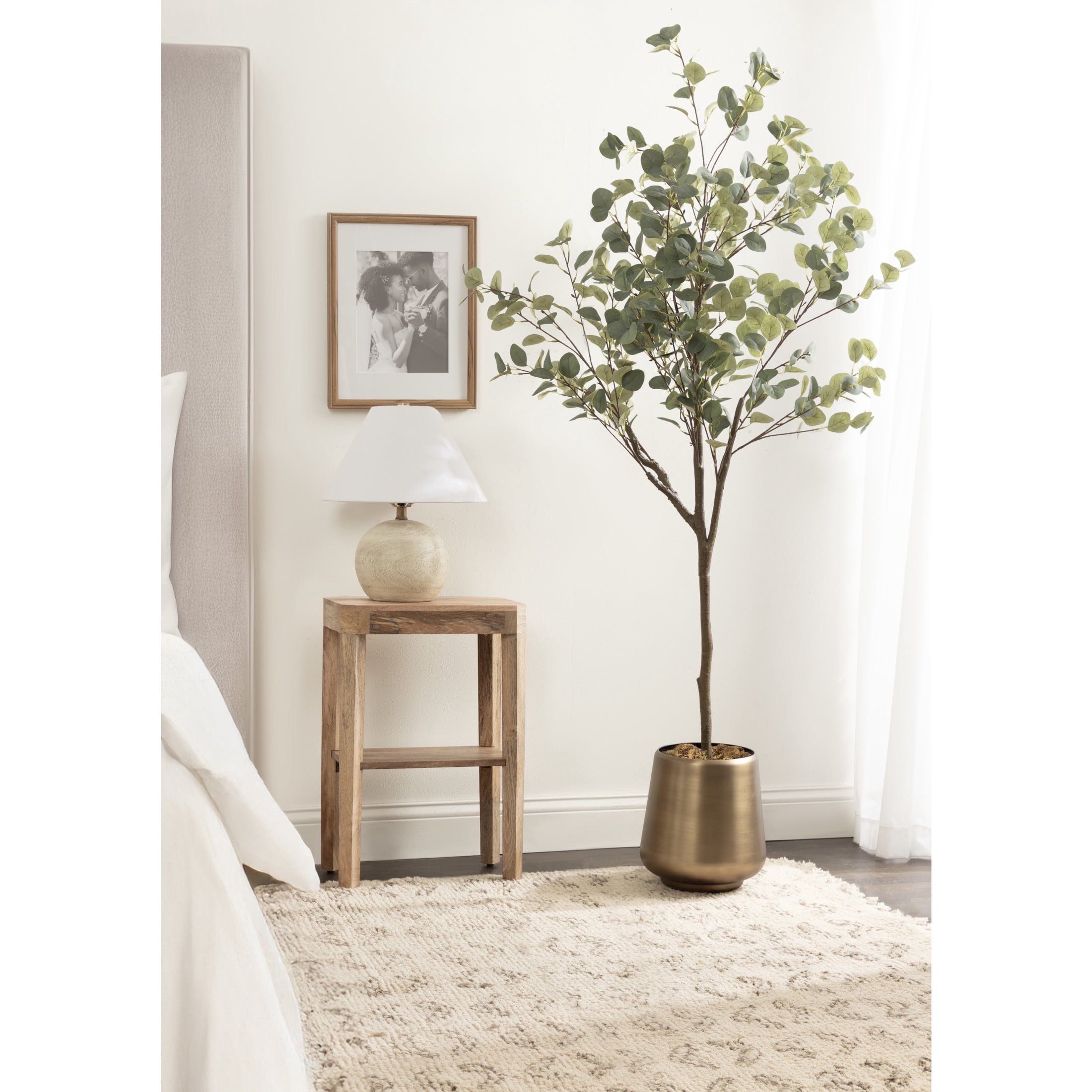 Kate and Laurel Eudora Modern Faux Eucalyptus Tree, 6 FT, Potted Artificial Tree Indoor with Realistic Foliage and Additional Decorative Moss, Fake Plant for Living Room Decor