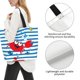 thumbnail image 3 of Balery Red Funny Crab on Blue Stripe Bolsa Tote Estilo Estético con Cremalleras, Bolsa de Hombro, Bolsa de Compras Grande y Plegable, 3 of 8