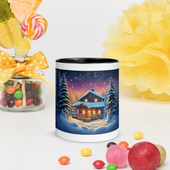 Christmas Night Mug with Color Inside 11oz (Black)