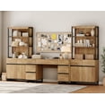 thumbnail image 6 of WAMPAT Home Office Furniture Set: 59in Modern Executive Desk with Charging Station & Drawers and 2 PCS 72in Tall Bookcases with Storage Cabinet, Home Office Furniture for Living Room, Oak, 6 of 16
