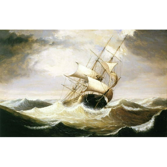 Three Master In Rough Sea-Lane - CANVAS OR FINE PRINT WALL ART
