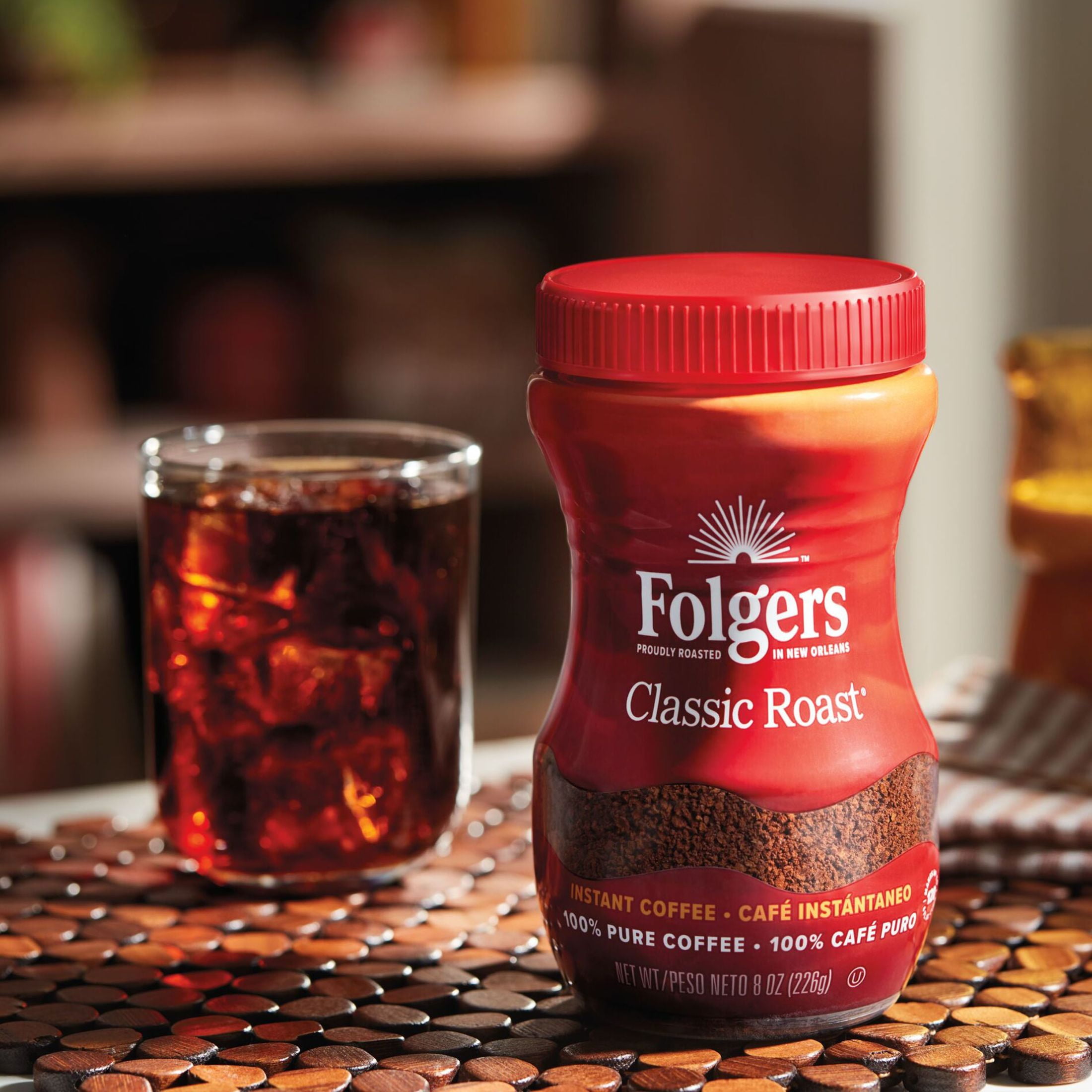 (12 pack) Folgers Classic Roast Instant Coffee, 3 oz Jar