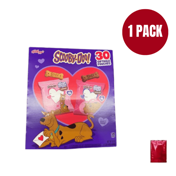 Kellogg’s SCOOBY-Doo! Graham Cracker Snacks, 30 Pouches, with Bonus ONUS LaPrima Morceau Bonbon