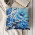 thumbnail image 3 of SHANXI  Blue Floral Throw Pillow Covers Watercolor Flower Decorative Couch Pillow Cases Home Decor for Bedroom Cushion Outdoor 12x12in, 3 of 5