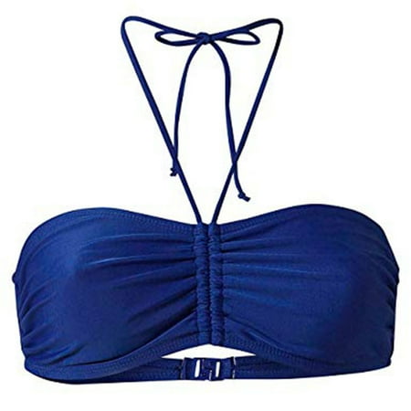Umfun Swim Suits for Women 2024 Summer Mix & Match Plain Bikini Bandeau Top Swimwear Beachwear Blue 5XL