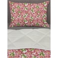 thumbnail image 3 of Romantic Comforter & Sham Bedding Set, Vintage Inspired Peonies with Fresh Vibrant Spring Season Foliage Leaves, 3 pcs Duvet Set Microfiber Filling Quilt, 5 Sizes, Pale Pink Fern Green, by Ambesonne, 3 of 4