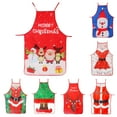 thumbnail image 1 of SPRING PARK Chistmas Apron, Holiday Kitchen Apron Christmas Santa Claus/Elk/Snowman Style Decoration Apron for Christmas Dinner Party Cooking Baking Crafting House Cleaning Kitchen, 1 of 3