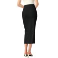 thumbnail image 3 of Falda básica de lápiz midi casual con abertura lateral de INSPIRE CHIC para mujer en negro S, 3 of 6
