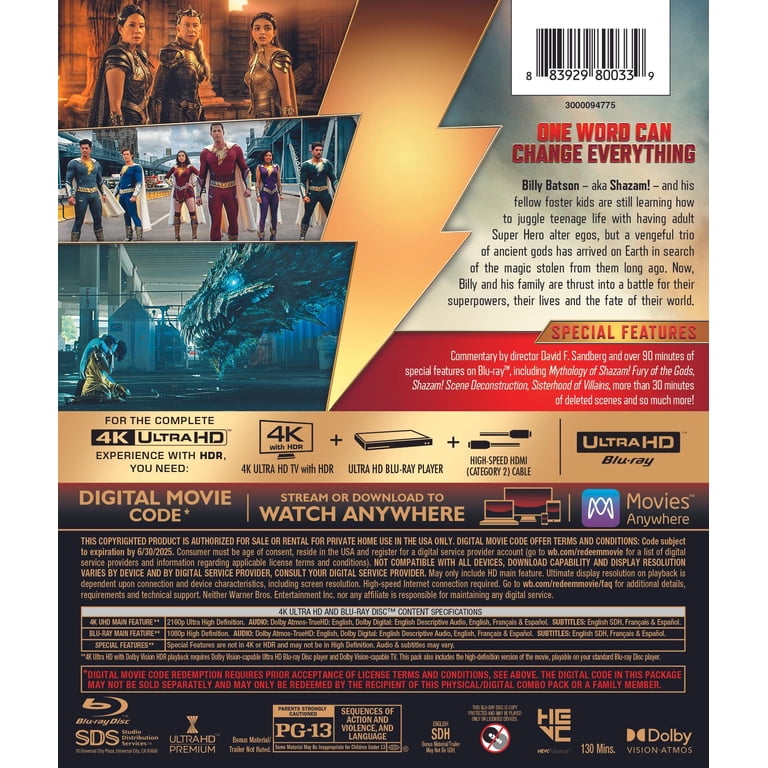 Walmart Exclusive: Shazam! Fury of the Gods (4K UHD, Blu-ray