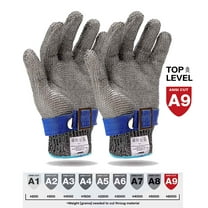Cut Resistant Gloves, Grade A9 Cut-proof Gloves Food Grade, Stainless Steel Mesh Metal Glove, Knife Cutting Glove for Butcher Meat, Cutting Oysters Shucking, Kitchen Chef Slicing Fish Fillet(L,2PC)
