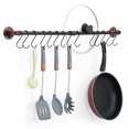thumbnail image 1 of Pot Pan Rack Holder Wall Mounted Rail with 14 Hooks Hanger Utensil Kitchen Tool, 1 of 3
