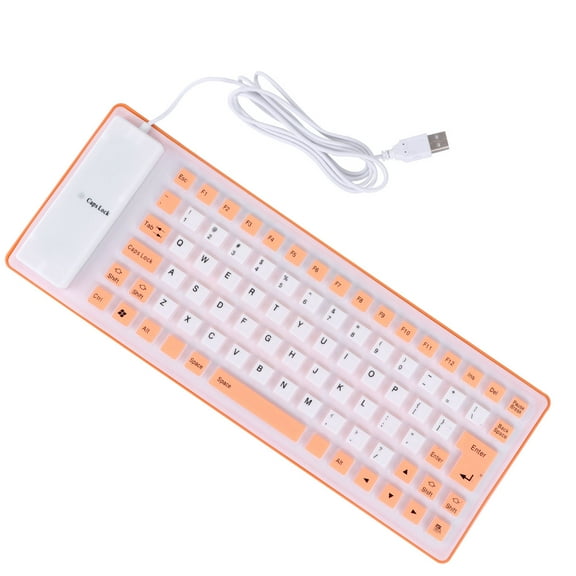 COMPUKAS 1Pack Portable Orange Silicone Keyboard for Computer With Dustproof and Oilproof Features 34x0.39x5.1in