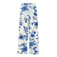 thumbnail image 6 of WTOBBY Women's Floral Print Wide Leg Pants with Deep Pockets, High Waist Drawstring Comfort Trousers for Casual and Outdoor Wear,Blue 2XL, 6 of 6