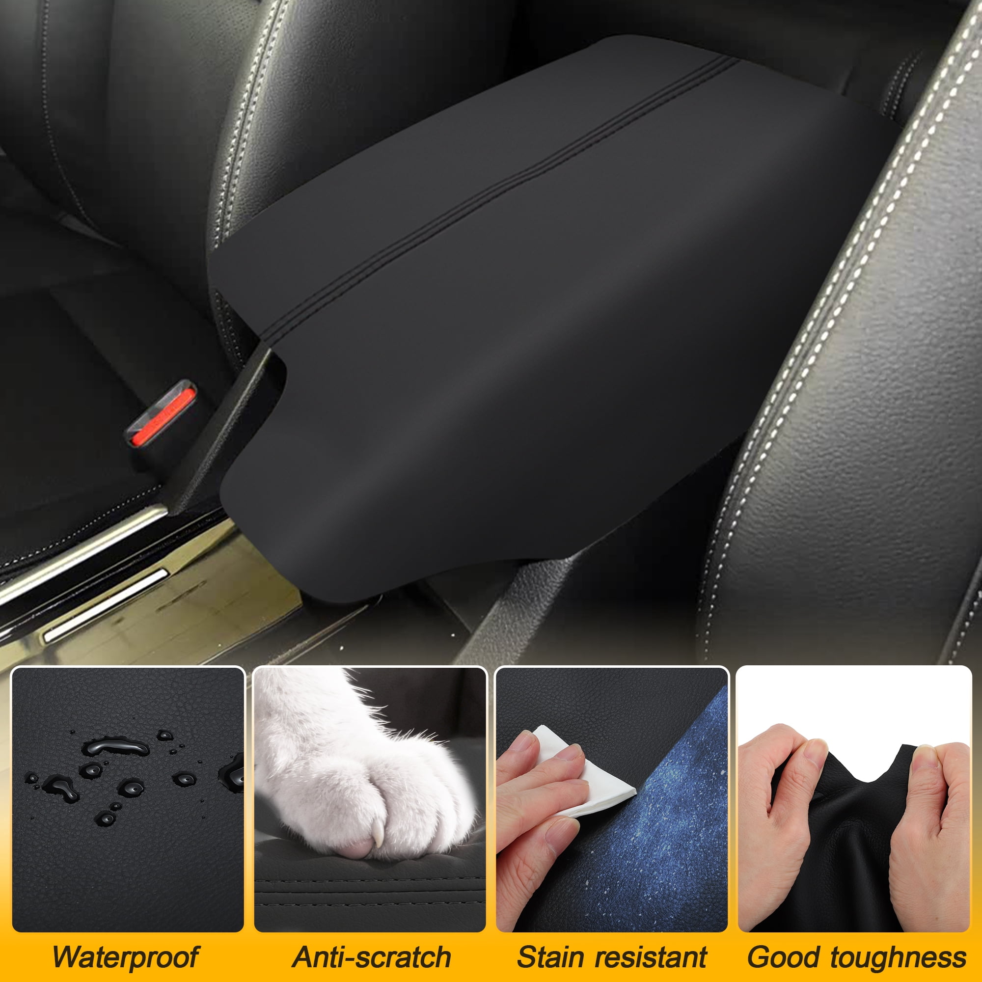 Unique Bargains Center Console Armrest Cover for Honda Accord 2013-2017 Leather Lid