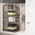 thumbnail image 1 of 4-Tier Square Carbon Steel Kitchen Storage Rack: Heavy-Duty, Waterproof Under-Sink Organizer for Pots & Utensils – Space-Saving, Easy-to-Install Multifunctional Cabinet Shelving with Reinforced, 1 of 6