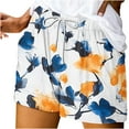 thumbnail image 2 of QUNYINEY Shorts for Women Trendy Casual Elastic Waist Floral Bermuda Relaxed Fit with Pockets Drawstring Summer Shorts, 2 of 5