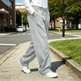 thumbnail image 4 of Mens Wide Leg Sweatpants Solid Color Elastic Waist Loose Baggy Sweatpants Fashion Casual Winter Drawstring Outdoor Workout Pants with Pockets, 4 of 9