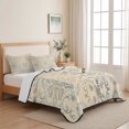 thumbnail image 5 of Full Quilt Set 78''x90'', Bohemian Floral Lightweight Summer Bedspread Coverlet Set with 2 Pillow Shams, Vintage Gradient European Line Breathable All Season Quilt Bedding for Bedroom/Guest Room, 5 of 9