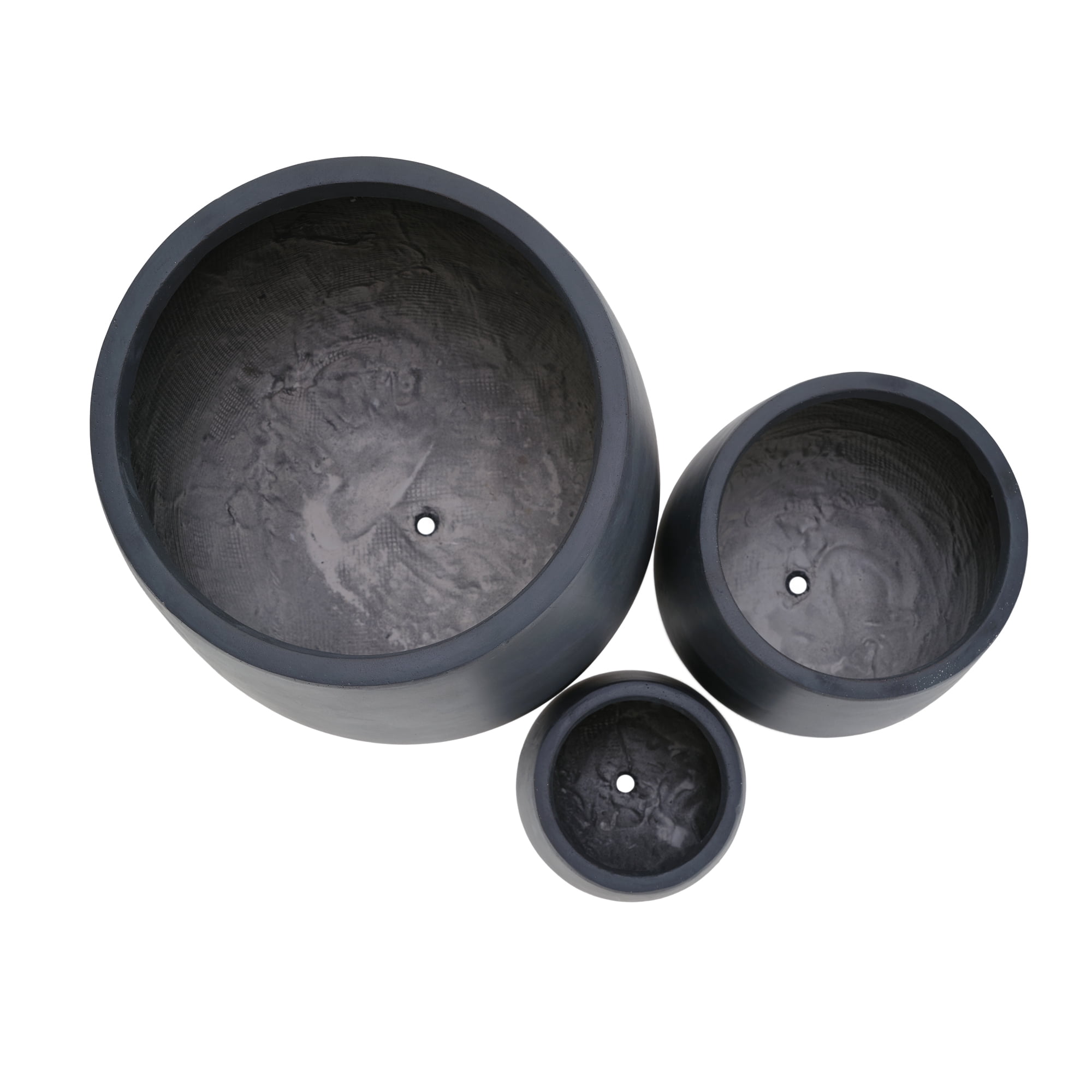 Euroco Round MGO Planter Set of 3(15.6"/10.7"/7.3" ), Large Outdoor Indoor Flower Pots with Drainage Holes,Modern Decorative Pots for Garden, Patio, Poolside,Home, Office