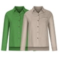 thumbnail image 4 of nerohusy Linen Blouse Tops for Women,Womens Cotton Button Down Shirts 2 Pack Casual Long Sleeve Loose Fit Collared Linen Work Oversized Blouse Tops with Pocket 2025 Multicolor,L, 4 of 6