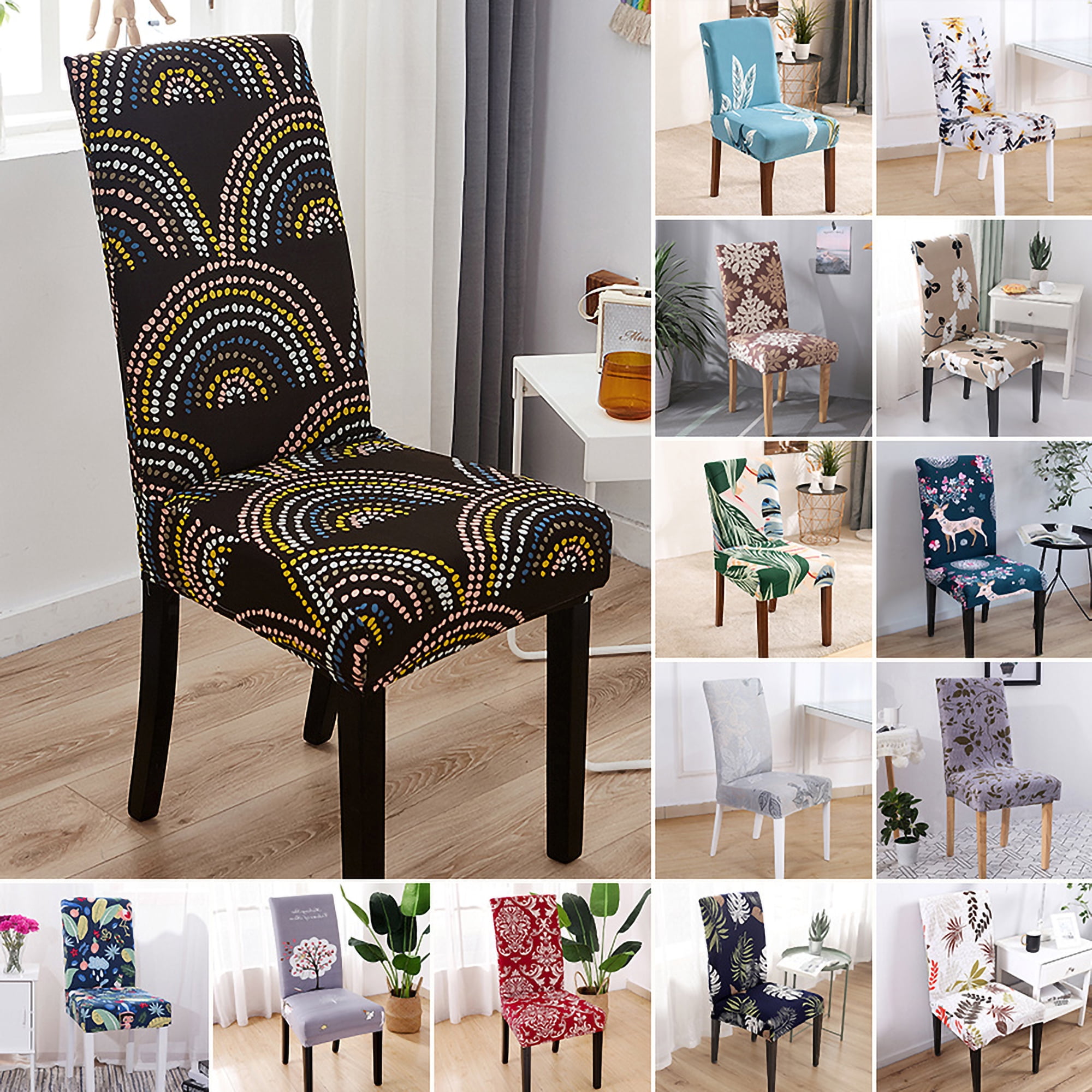 1/2/4PCS Spandex Fabric Stretch Dining Room Chair Seat Covers Soft Slipcovers US 