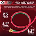 thumbnail image 2 of ABN Oxy Acetylene Hose - 25ft 1/4in B Fitting Twin Welding Cutting Torch Hoses, 2 of 2