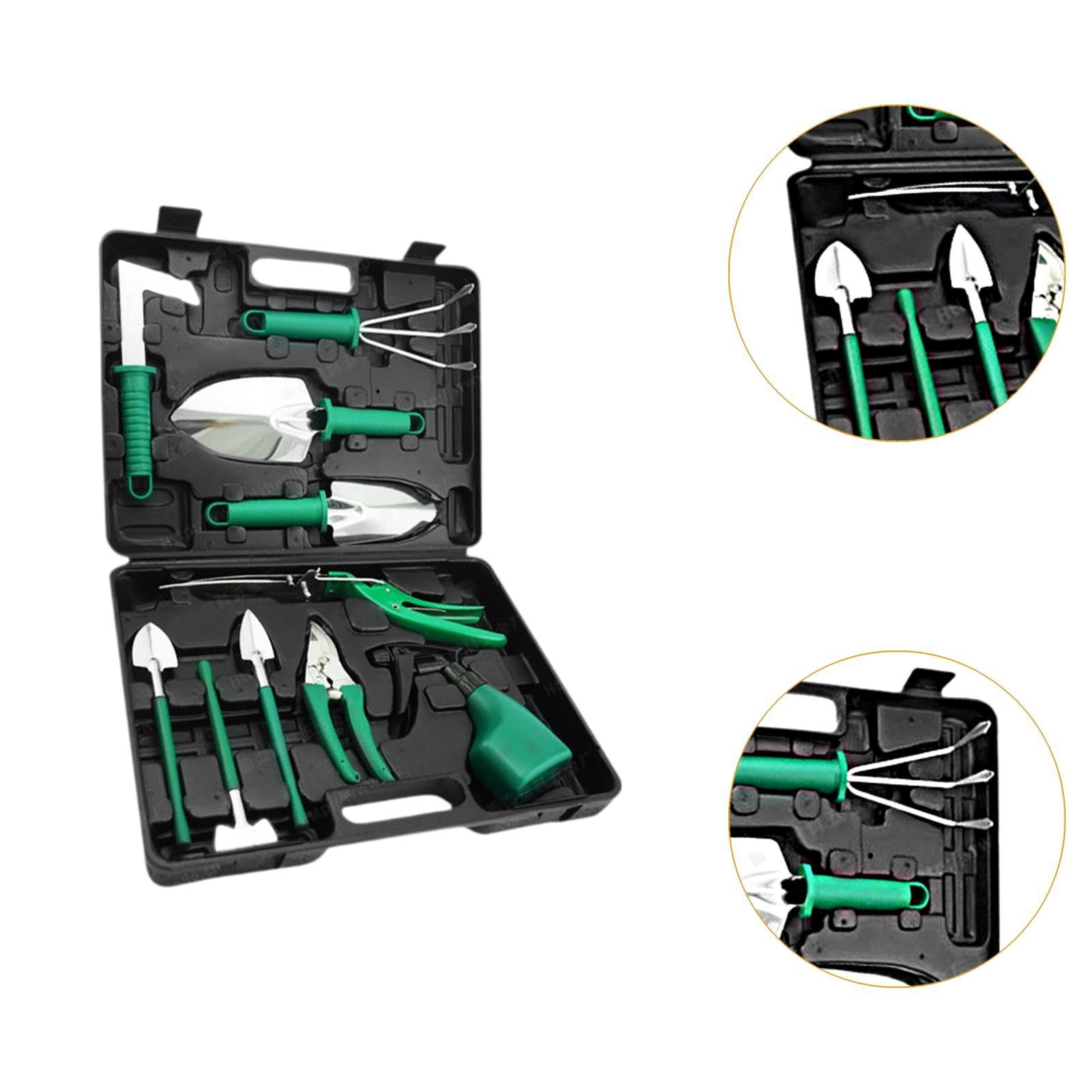 koolsoo Garden Tools Set Gardening Hand Tools Ergonomic Handle Shovels Yard with Storage Tote Bag Utility Tools for Lawn Agricultural 10Pcs 38x28x7cm