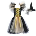 thumbnail image 1 of YOUSNH Halloween Tout-Petits Enfants Bébés Filles Magnifique Sorcière Robe Noire avec Chapeau Tutu Chic Déguisement Fête Tulle Robes Robes pour Filles E_002 4-5 Ans, 1 of 6