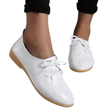 Oyedens Oxfords Dress Shoes for Women British Vintage Leather Fashion Sneakers Casual Walking Flats
