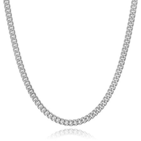 Ariana Lucci 14K White Gold Filled Italian Curb Chain Necklace for Men and Women, 4.5mm Width, Non Tarnish Cuban Link Chain, Genuine 1/20 14K Gold Filled Made in Italy, 20"