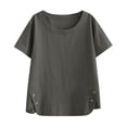thumbnail image 6 of Vmvidoty Loose Soft Cotton Linen Crew Neck Button Shirt for Women Summer Tops Gray L( Women's or Women's Plus ), 6 of 9