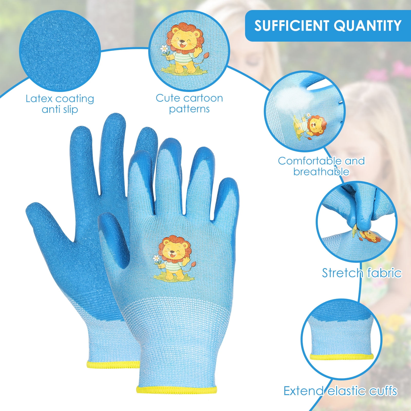 TMWEFUSC 48 Pairs Kids Gardening Gloves Non Slip Children Yard Work Glove Latex Coated Garden Hand Covers for Girls Boys Toddlers Outdoor, M(Suitable for Aged 5-9)