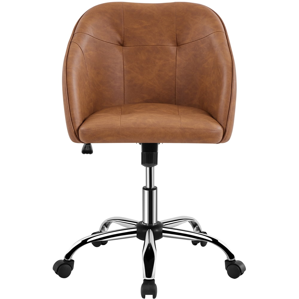 Yaheetech Modern Faux Leather Desk Chair for Home Office,Retro Brown