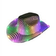 thumbnail image 3 of Sombrero de mezclilla luminoso con lentejuelas occidentales, sombrero de vaquera con ala de lentejuelas iluminada, sombrero de fieltro con tiara LED para mujer, disfraz de Halloween para despedidas, 3 of 5