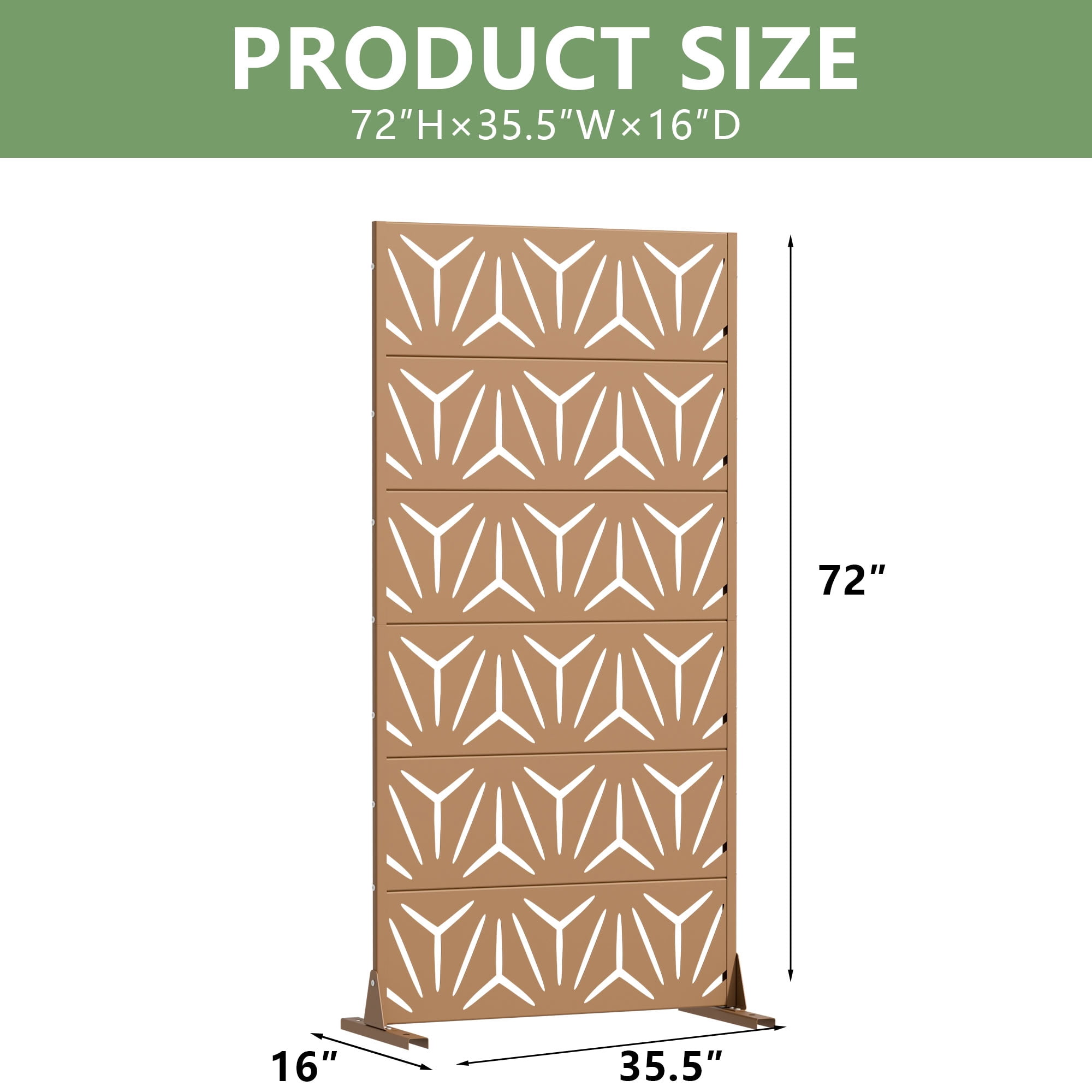 MAYEERTY 6 Panels Metal Outdoor Garden Privacy Screen Patio Backyard Decorative Privacy Fence Divider, 72×35.4×15.7in