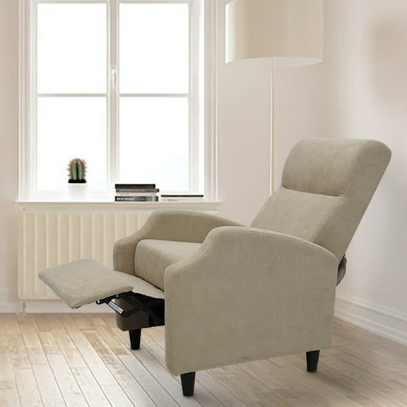 Abble Push Back Fabric Manual Recliner Chair Single Rclining Sofa for Living Room, Bedroom -Beige