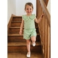 thumbnail image 5 of BemeyourBBs 2Pcs Toddler Baby Girls Summer Outfits Cute Infant Girls Summer Sleeveless Doll Collar Plaid Print Vest Tank Tops and Elastic Waist Shorts Set, 5 of 9