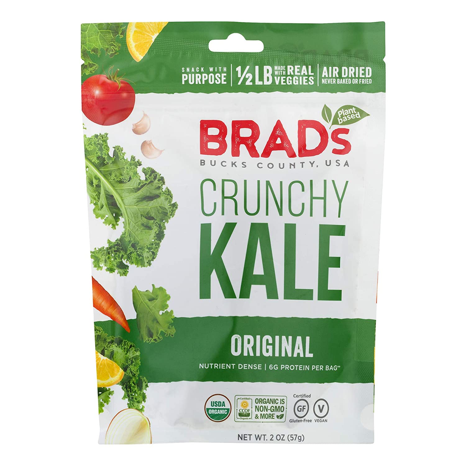 Brad's Plant Based Organic Original Crunchy Kale 2 oz Bags Pack Of 6