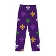 thumbnail image 3 of Vsdgher Purple Mardi Gras Print Mens Pajama Pants Sleep & Lounge Pants, PJ Bottoms With elastic waistb and Pockets, 3 of 5