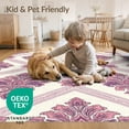 thumbnail image 4 of ODIKA 5'x7' Washable Area Rug Damask Botanical Distressed Scroll Border Boho Ditsy Pink Vintage Refined for Dining Room, Under Table, Home Office, Non-Slip Chair-Friendly, 4 of 7