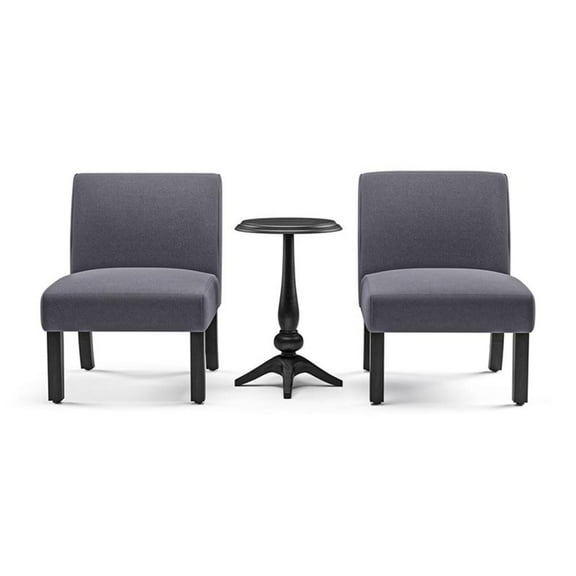 Bowery Hill Wood 3-Piece Accent Table and Chair Set in Gray Finish