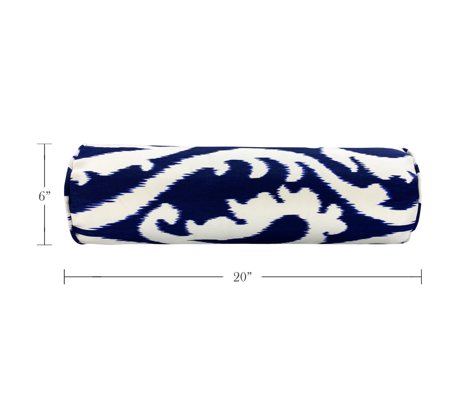 FBTS Prime 2 Pcs 20x6 inch Round Navy Blue Paisley Indoor Outdoor Bolster Pillows with Inserts