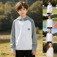 thumbnail image 2 of LRen Boys Rash Guard Hoodie UPF 50+ Long Sleeve Swim Shirt Kids Sun Protection Fishing Shirt Toddler to Youth Summer Beach Outdoor Tops, 2 of 10