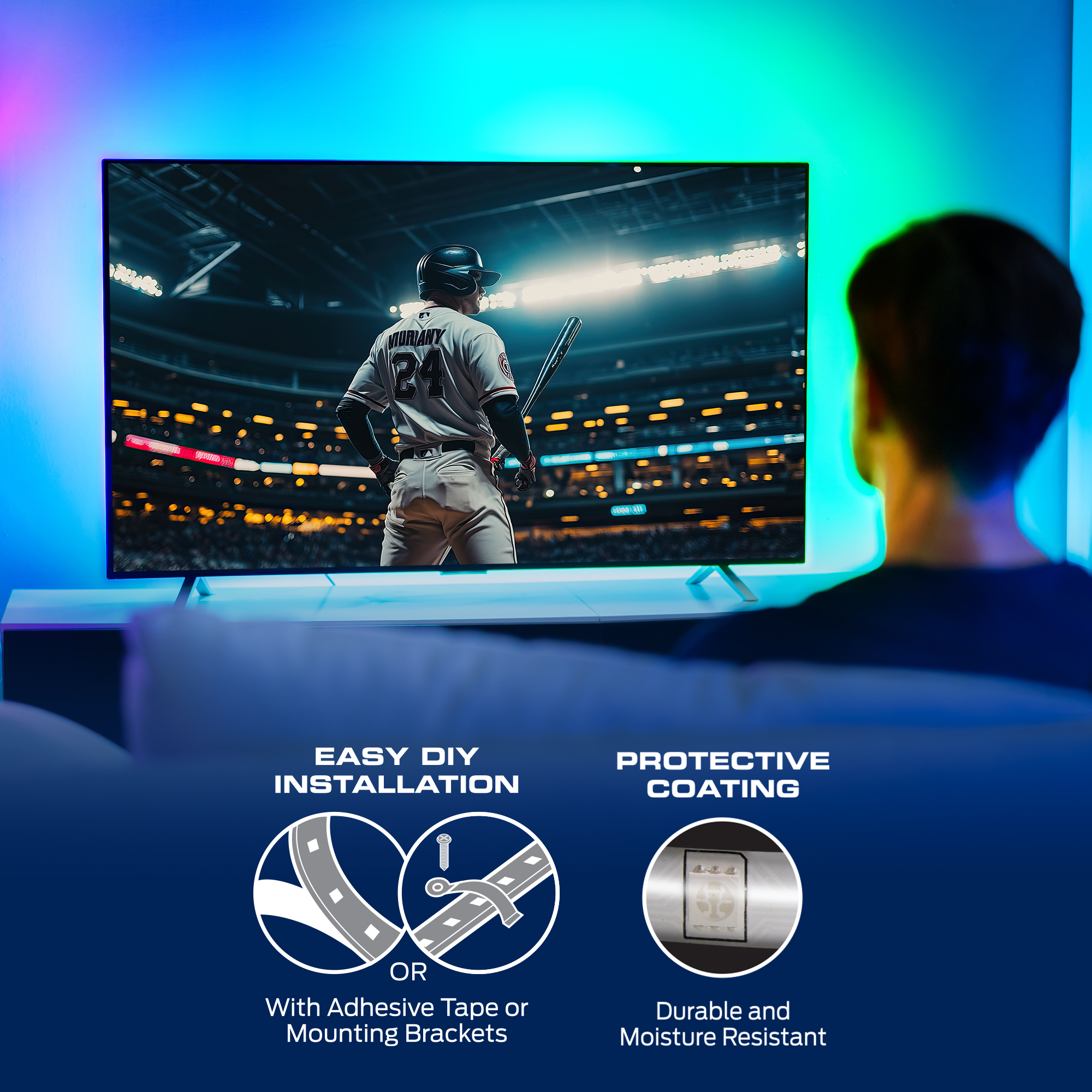 Monster Smart Indoor LED Strip Lights, 10ft Multicolor, Sound Reactive photo 4