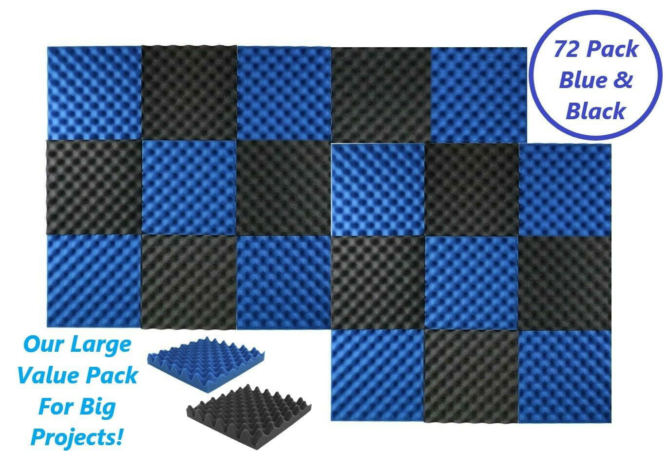 12 Pack Acoustic Eggcrate Studio Panels Soundproofing Wall Tiles 1.5 X 12 X 12 