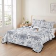 thumbnail image 2 of Twin XL Quilt Set 68''x98'', Watercolor Grey Floral Lightweight Summer Bedspread Coverlet Set with 2 Pillow Shams, Gray Ombre Botanical Summer Breathable All Season Quilt Bedding for Dorm/Guest Room, 2 of 9